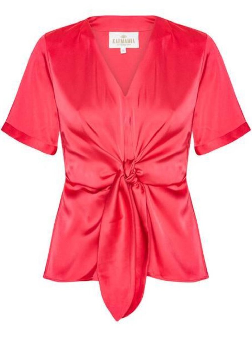 KARMAMIA Blair Blouse Semi Rich Deep Pink Satin Tie Top NWT | Size S